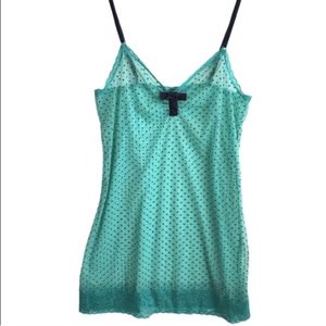AERIE SHEER CHEMISE/SLIP DRESS. TEAL/NAVY. MEDIUM